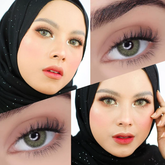 Lentes de contacto de color marrón euroamericano con prescripción médica